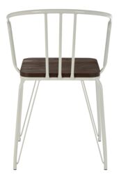Orsina Sturdy Metal & Elm Wood Arm Chair, Accent Dining Arm Chair, Wooden Chair for Home, Office, Lounge in White - thumbnail 4