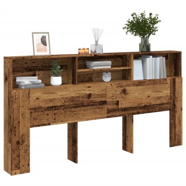 Berkfield Home Headboard Cabinet Old Wood 200x19x103.5 cm Engineered Wood in Brown - image 1
