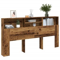 Berkfield Home Headboard Cabinet Old Wood 200x19x103.5 cm Engineered Wood in Brown - thumbnail 1