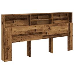 Berkfield Home Headboard Cabinet Old Wood 200x19x103.5 cm Engineered Wood in Brown - thumbnail 2
