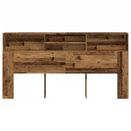 Berkfield Home Headboard Cabinet Old Wood 200x19x103.5 cm Engineered Wood in Brown - thumbnail 4