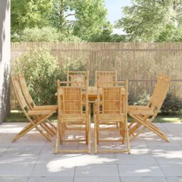 Berkfield Home Folding Garden Chairs 8 pcs 46x66x99 cm Bamboo in Brown - Size: 46 x 66 x 99 cm