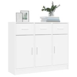 Berkfield Home Sideboard White 91x28x75 cm Engineered Wood - Size: 91 x 28 x 75 cm - thumbnail 1