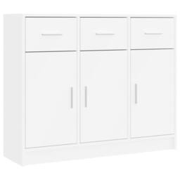Berkfield Home Sideboard White 91x28x75 cm Engineered Wood - Size: 91 x 28 x 75 cm - thumbnail 3