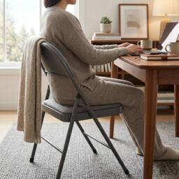 SPETLEK 1 METAL FOLDING CHAIR GREY FABRIC - thumbnail 4