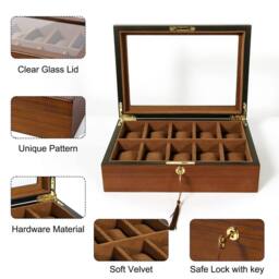Kelvenix 10 Grids High Quality Watch Box, Watch Display & Storage Organizer in Brown - thumbnail 4