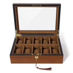 Kelvenix 10 Grids High Quality Watch Box, Watch Display & Storage Organizer in Brown - thumbnail 1