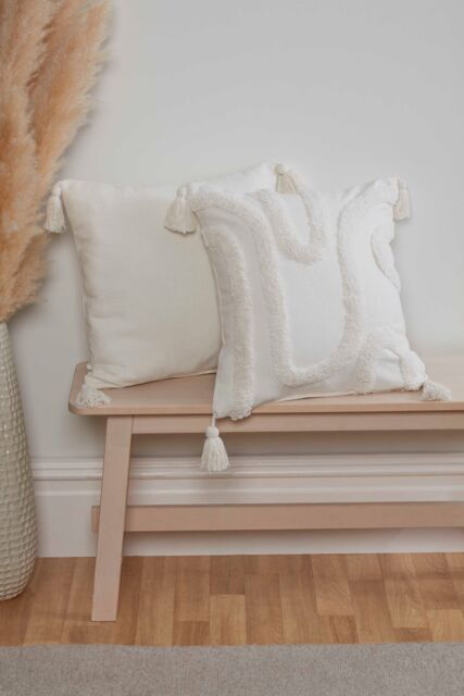 Rapport Home Cabana Tufted Cotton Cushion Cover (43x43 cm) in Cream - Size: 43 cm x 43 cm - image 1