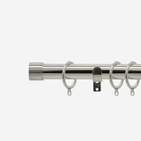 New Edge Blinds Stainless Steel 28mm End Cap Fixed Length Metal Curtain Pole in Light Grey - Size: 270 cm - image 1