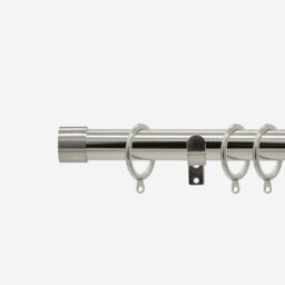 New Edge Blinds Stainless Steel 28mm End Cap Fixed Length Metal Curtain Pole in Light Grey - Size: 270 cm - thumbnail 1