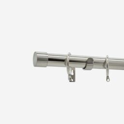 New Edge Blinds Stainless Steel 28mm End Cap Fixed Length Metal Curtain Pole in Light Grey - Size: 270 cm - thumbnail 2