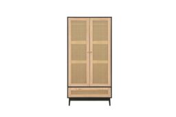 Birlea Croxley 2 Door Wardrobe Rattan 1 Drawer Croxley Mid Century Modern in Black - thumbnail 4