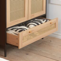 Birlea Croxley 2 Door Wardrobe Rattan 1 Drawer Croxley Mid Century Modern in Black - thumbnail 3