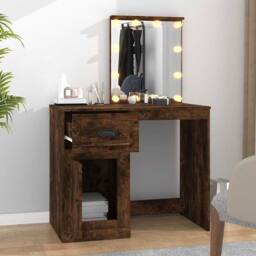 Berkfield Home Dressing Table with LED Smoked Oak 90x50x132.5 cm Engineered Wood in Brown - thumbnail 3