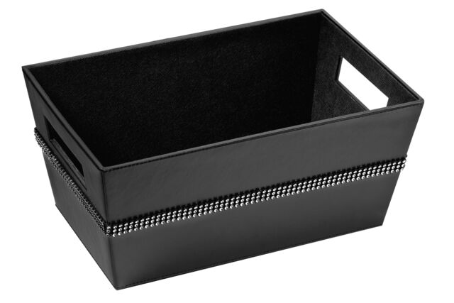 Orsina Diamante Black Faux Leather Rectangular Storage Box - image 1