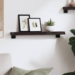Berkfield Home Wall Shelf Dark Grey 60x10x4 cm Treated Solid Wood Oak - Size: 60 x 10 x 4 cm
