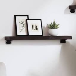 Berkfield Home Wall Shelf Dark Grey 60x10x4 cm Treated Solid Wood Oak - Size: 60 x 10 x 4 cm - thumbnail 2