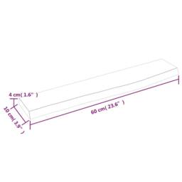 Berkfield Home Wall Shelf Dark Grey 60x10x4 cm Treated Solid Wood Oak - Size: 60 x 10 x 4 cm - thumbnail 7