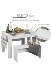 ERGOVEXA Kitchen Dining Table & 2 Benches Set, White - thumbnail 5