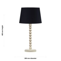 First Choice Lighting Set of 2 Bobbin - Ivory Lamps with Black Cotton Shades in White - thumbnail 8