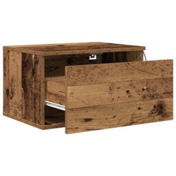 Berkfield Home Bedside Cabinets with LED Lights 2 pcs Wall-Mounted Old Wood in Brown - thumbnail 7