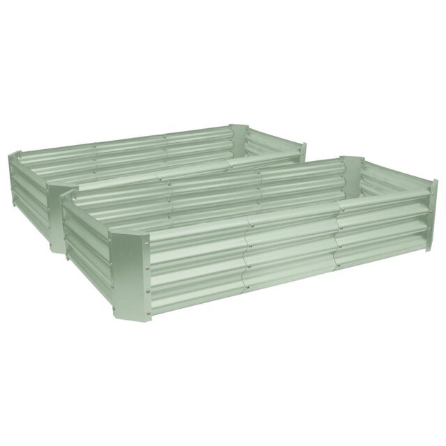 Harbour Housewares Rectangle Galvanised Steel Raised Garden Bed - 180cm x 90cm - 2pc in Green - Size: 180 cm x 90 cm