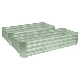 Harbour Housewares Raised Garden Beds - 2x Rectangular Bottomless Galvanised Steel Planter 180 x 90cm in Green - Size: 180 x 90 cm