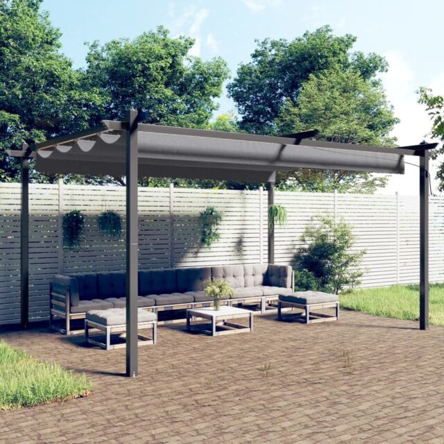 Berkfield Home Garden Gazebo with Retractable Roof 4x3 m Anthracite in Black - image 1