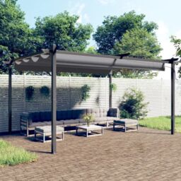 Berkfield Home Garden Gazebo with Retractable Roof 4x3 m Anthracite in Black - thumbnail 1