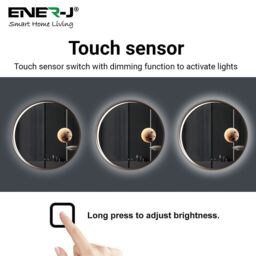 ENER-J Round LED Mirror with Moon Design - 70cm in White - Size: 100 cm x 100 cm - thumbnail 3