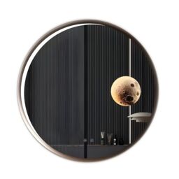 ENER-J Round LED Mirror with Moon Design - 70cm in White - Size: 100 cm x 100 cm - thumbnail 1