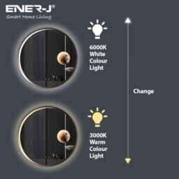 ENER-J Round LED Mirror with Moon Design - 70cm in White - Size: 100 cm x 100 cm - thumbnail 4