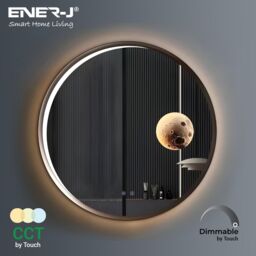 ENER-J Round LED Mirror with Moon Design - 70cm in White - Size: 100 cm x 100 cm - thumbnail 2