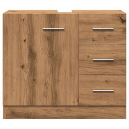 Berkfield Home Sink Cabinet Artisian Oak 63x30x54 cm Engineered Wood in Brown - Size: 63 x 30 x 54 cm - thumbnail 4