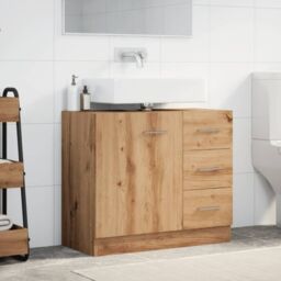 Berkfield Home Sink Cabinet Artisian Oak 63x30x54 cm Engineered Wood in Brown - Size: 63 x 30 x 54 cm - thumbnail 3