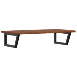 Berkfield Home Basin Shelf Wall Mounted Steel & Solid Wood Oak in Brown - thumbnail 2