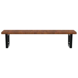 Berkfield Home Basin Shelf Wall Mounted Steel & Solid Wood Oak in Brown - thumbnail 4