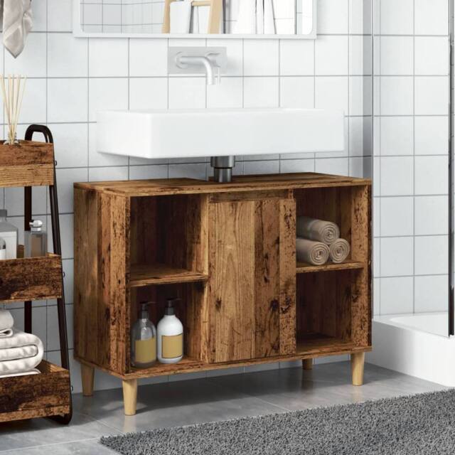 Berkfield Home Various Bathroom Cabinet Old Wood 80x33x60 cm Engineered Wood in Brown - Size: 80 x 33 x 60 cm - image 1