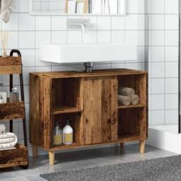 Berkfield Home Various Bathroom Cabinet Old Wood 80x33x60 cm Engineered Wood in Brown - Size: 80 x 33 x 60 cm - thumbnail 1