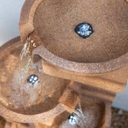 Primrose Kendal 4 Tier Cascade Water Fountain Garden Feature with Lights 86cm in Beige - thumbnail 3