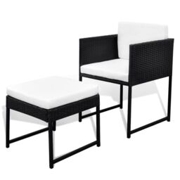 Berkfield Home 9 Piece Outdoor Dining Set with Cushions Poly Rattan Black - thumbnail 6