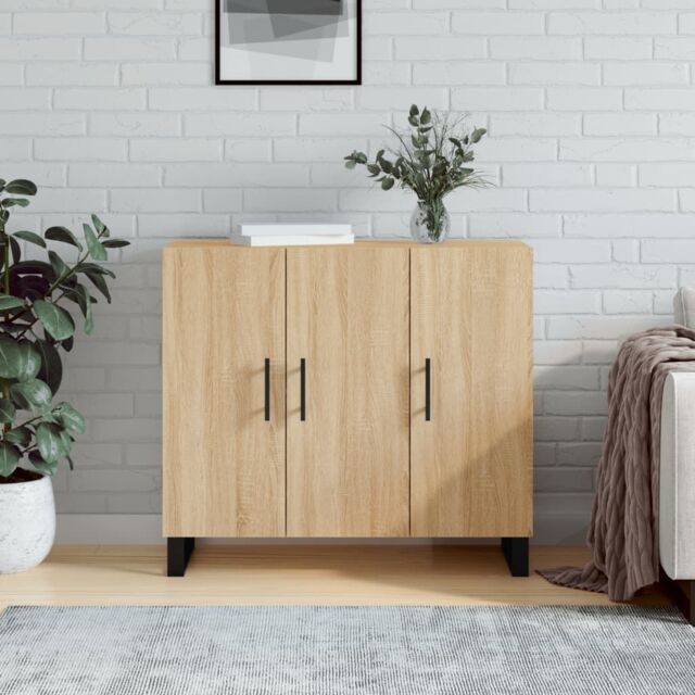 Berkfield Home Sideboard Sonoma Oak 90x34x80 cm Engineered Wood in Brown - Size: 90 x 34 x 80 cm - image 1