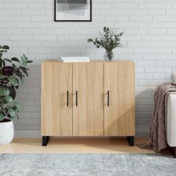 Berkfield Home Sideboard Sonoma Oak 90x34x80 cm Engineered Wood in Brown - Size: 90 x 34 x 80 cm - thumbnail 1