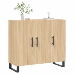 Berkfield Home Sideboard Sonoma Oak 90x34x80 cm Engineered Wood in Brown - Size: 90 x 34 x 80 cm - thumbnail 3
