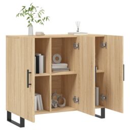 Berkfield Home Sideboard Sonoma Oak 90x34x80 cm Engineered Wood in Brown - Size: 90 x 34 x 80 cm - thumbnail 4