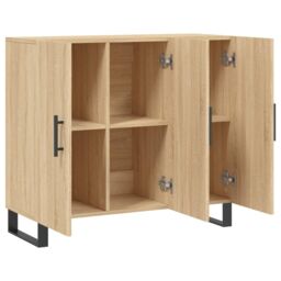 Berkfield Home Sideboard Sonoma Oak 90x34x80 cm Engineered Wood in Brown - Size: 90 x 34 x 80 cm - thumbnail 5