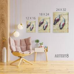 "Artery8 Two Wallcreepers Watercolour Painting Schouman Canvas Wall Art Print in Beige - Size: W12"" x H16""" - thumbnail 4