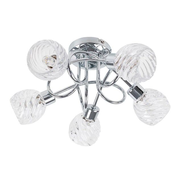 ValueLights Reyka 5 Way Cross Over Chrome Ceiling Light With 5 x Warm White G9 Bulbs in Silver - image 1