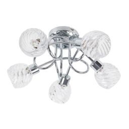 ValueLights Reyka 5 Way Cross Over Chrome Ceiling Light With 5 x Warm White G9 Bulbs in Silver