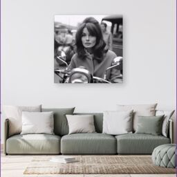 Warren Reed - Designer 1960 Out On The Bike Canvas in Black - Size: w40 inch x h40 inch - thumbnail 1